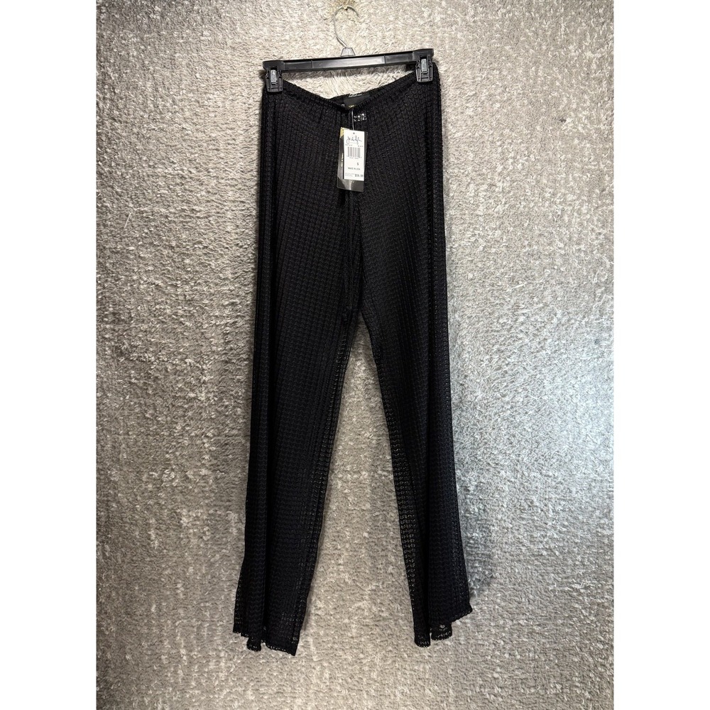 Black Mesh Crochet Sheer Wide-Leg Beach Cover Up Pants S Jordan Taylor NWT
